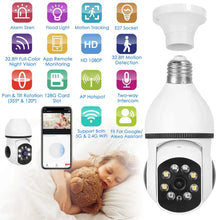 Load image into Gallery viewer, E27 WiFi Bulb Camera 1080P FHD WiFi IP Pan Tilt Security Surveillance  Camera with Two-Way Audio Full Color Night Vision

