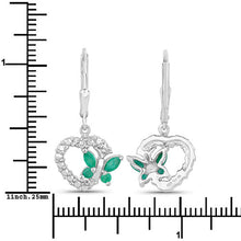 Load image into Gallery viewer, 0.44 Carat Genuine Emerald and Created White Sapphire .925 Sterling Silver Earrings
