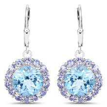 将图片加载到图库查看器，9.96 Carat Genuine Blue Topaz and Tanzanite .925 Sterling Silver Earrings
