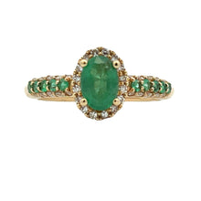 Load image into Gallery viewer, Natural 1.32ct Emerald Diamond Ring 14KT Yellow Gold
