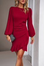 Load image into Gallery viewer, Elegant Black Ruffled Balloon Sleeve Mini Dress Luxury &amp; Playful Statement Piece Simple Dress
