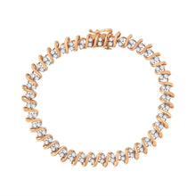 Load image into Gallery viewer, 14KT Rose Gold Plated Sterling Silver Diamond S Link Tennis Bracelet (2 cttw, J-K Color, I1-I2 Clarity) - Size 7.5"

