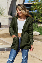将图片加载到图库查看器，Women Full Size Teddy Hooded Jacket with Pockets Cozy Casual Jacket Comfortable Women Jacket
