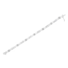 Load image into Gallery viewer, .925 Sterling Silver 1.0 Cttw Round-Cut and Baguette-Cut Diamond X-Link Bracelet (I-J Color, I1-I2 Clarity) - 7"
