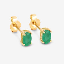 Load image into Gallery viewer, 0.38 Carat Genuine Zambian Emerald 10K Yellow Gold Earrings
