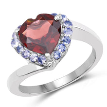 Load image into Gallery viewer, 3.26 Carat Genuine Garnet and Tanzanite .925 Sterling Silver Ring
