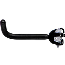Load image into Gallery viewer, 18G 1/4 Clear Star 3mm CZ Gem Black IP L-Shape Nose Ring
