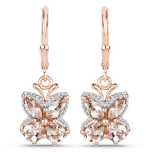 Load image into Gallery viewer, 18K Rose Gold Plated 1.88 Carat Genuine Morganite .925 Sterling Silver Earrings
