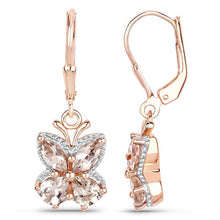 Load image into Gallery viewer, 18K Rose Gold Plated 1.88 Carat Genuine Morganite .925 Sterling Silver Earrings
