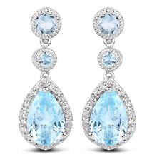 Load image into Gallery viewer, 9.46 Carat Genuine Blue Topaz &amp; White Topaz .925 Sterling Silver Earrings
