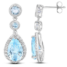 Load image into Gallery viewer, 9.46 Carat Genuine Blue Topaz &amp; White Topaz .925 Sterling Silver Earrings
