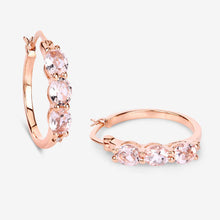 Load image into Gallery viewer, 1.63 Carat Genuine Morganite and White Diamond .925 Sterling Silver Earrings
