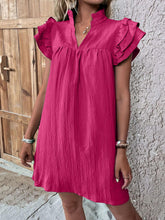 Load image into Gallery viewer, Elegant Ruffled Cap Sleeve Mini Dress Feminine &amp; Flowy Summer Dress
