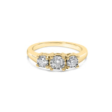 将图片加载到图库查看器，10K Yellow Gold 1/2 Cttw Miracle Set Round Diamond Three Stone Illusion Plate Ring (I-J Color, I2-I3 Clarity) - Size 7
