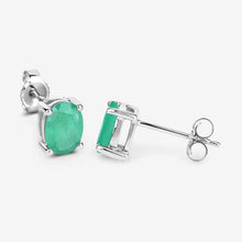 Load image into Gallery viewer, 1.44 Carat Genuine Zambian Emerald 10K White Gold Earrings
