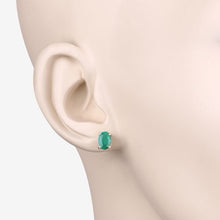 Load image into Gallery viewer, 1.44 Carat Genuine Zambian Emerald 10K Yellow Gold Earrings
