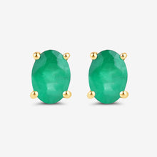 Load image into Gallery viewer, 1.44 Carat Genuine Zambian Emerald 10K Yellow Gold Earrings
