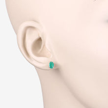 Load image into Gallery viewer, 0.88 Carat Genuine Zambian Emerald 10K Yellow Gold Earrings
