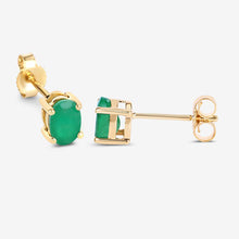 Load image into Gallery viewer, 0.88 Carat Genuine Zambian Emerald 10K Yellow Gold Earrings
