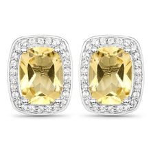 Load image into Gallery viewer, 2.81 Carat Genuine Citrine and White Topaz .925 Sterling Silver Earrings
