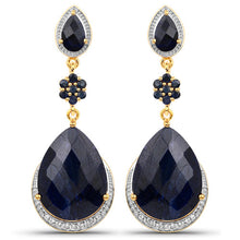 Load image into Gallery viewer, 30.04 Carat Dyed Sapphire, Blue Sapphire and White Topaz .925 Sterling Silver Earrings
