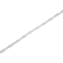 Load image into Gallery viewer, 14K White Gold 2-1/2 Cttw Round-Brilliant &amp; Baguette Cut Diamond 7" Alternating Flared Links Tennis Bracelet (H-I Color, SI1-SI2 Clarity)
