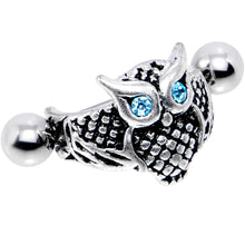 Load image into Gallery viewer, 16G 1/2 Aqua Gem Eye of the Owl Helix Cuff Cartilage Earring
