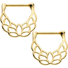 将图片加载到图库查看器，14G 9/16 Gold Plated Lovely Lotus Flower Nipple Clicker Set
