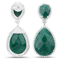 Load image into Gallery viewer, 19.42 Carat Dyed Emerald and White Topaz .925 Sterling Silver Earrings
