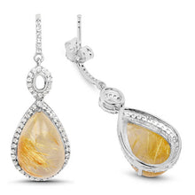 Load image into Gallery viewer, 10.04 Carat Genuine Golden Rutile And White Topaz .925 Sterling Silver Earrings
