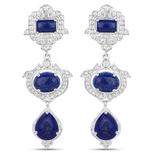 Load image into Gallery viewer, 9.37 Carat Genuine Lapis and White Topaz .925 Sterling Silver Earrings
