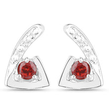 Load image into Gallery viewer, 0.44 Carat Genuine Garnet .925 Sterling Silver Earrings
