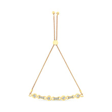 Load image into Gallery viewer, 14K Yellow Gold Plated .925 Sterling Silver Channel Set Diamond Accent Twist 4â€-10â€ Adjustable Bolo Bracelet (I-J Color, I3 Clarity)
