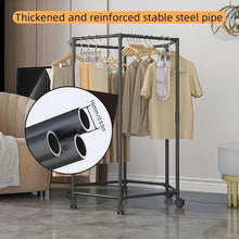 Load image into Gallery viewer, 360 Rotating Freestanding Clothing Rack, Hexagonal Carbon Steel Organizer with Wheels
