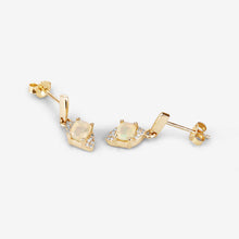 Load image into Gallery viewer, 0.57 Carat Genuine Ethiopian Opal and White Diamond 14K Yellow Gold Earrings
