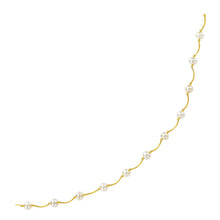 将图片加载到图库查看器，14k Yellow Gold Arc Link Necklace with White Pearls
