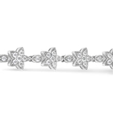 Load image into Gallery viewer, 14K White Gold 1 1/5 Cttw Round Diamond Flower Blossom Link Bracelet (H-I Color, SI1-SI2 Clarity) - Size 7"
