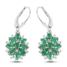 Load image into Gallery viewer, 3.04 Carat Genuine Zambian Emerald and White Zircon .925 Sterling Silver Earrings
