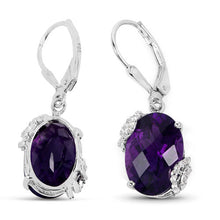 Load image into Gallery viewer, 10.18 Carat Genuine Amethyst and White Topaz .925 Sterling Silver Earrings
