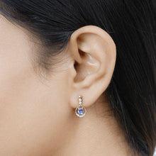 Load image into Gallery viewer, 0.76 Carat Genuine Tanzanite and White Diamond 14K Yellow Gold Earrings
