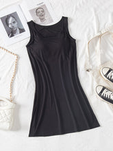 Load image into Gallery viewer, Classic Round Neck Wide Strap Mini Dress With Built-In Bra Comfortable Sleeveless Dress
