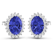 Load image into Gallery viewer, 2.56 Carat Genuine Tanzanite and White Diamond 14K White Gold Earrings
