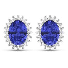 Load image into Gallery viewer, 2.56 Carat Genuine Tanzanite and White Diamond 14K White Gold Earrings

