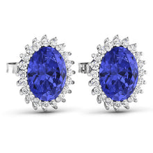 Load image into Gallery viewer, 2.56 Carat Genuine Tanzanite and White Diamond 14K White Gold Earrings
