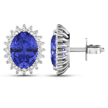 Load image into Gallery viewer, 2.56 Carat Genuine Tanzanite and White Diamond 14K White Gold Earrings
