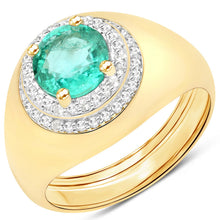 Load image into Gallery viewer, 1.46 Carat Genuine Zambian Emerald and White Topaz .925 Sterling Silver Ring
