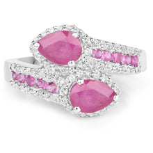 将图片加载到图库查看器，2.43 Carat Glass Filled Ruby and White Topaz Sterling Silver Ring
