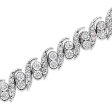 Load image into Gallery viewer, .925 Sterling Silver 2.0 Cttw Round-Cut Diamond "S" Link Bracelet (I-J Color, I3 Clarity) - 7.25"

