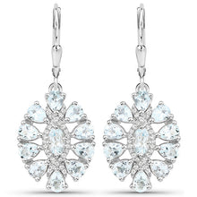 Load image into Gallery viewer, 2.93 Carat Genuine Aquamarine and White Topaz .925 Sterling Silver Earrings
