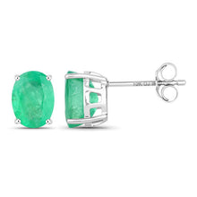 Load image into Gallery viewer, 2.40 Carat Genuine Zambian Emerald 10K White Gold Earrings
